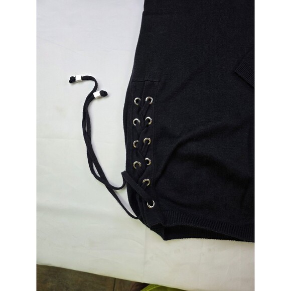 Michael Kors Women Black Medium Long Tunic Sweater With Lace Up Sides - Picture 2 of 9